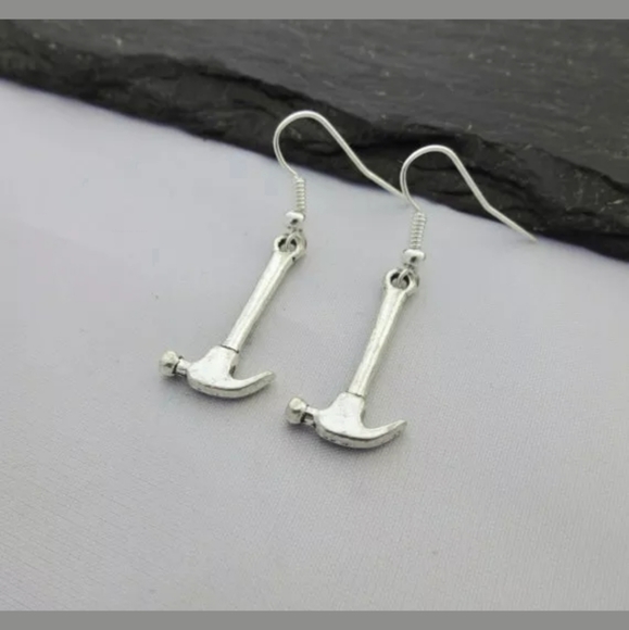 New Hammer Tools Silver Earrings. - Picture 4 of 4